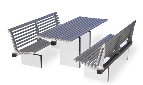 EM068 Seat and EM073 Table, Urbano Setting with Aluminium Battens.jpg